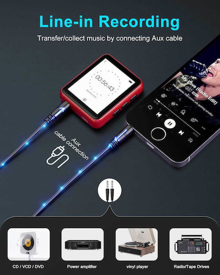 Joliker MP3 Player (32GB) with IPS Touch Screen 1.8" Red 764832274364