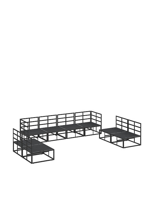 vidaXL Garden & Outdoor Furniture Sets Living Room Set Pieces Black with Pillows 8 Pieces
