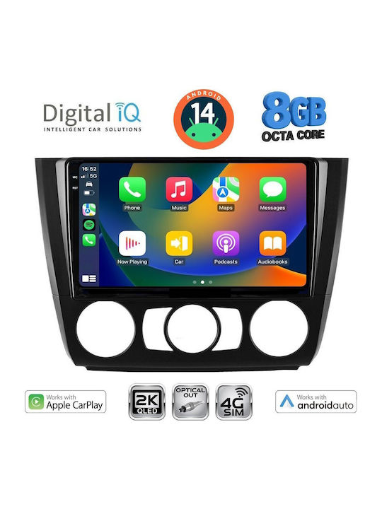 Digital IQ Car Audio System for BMW Series 1 2004-2013 with A/C (Bluetooth/USB/WiFi/GPS/Apple-Carplay/Android-Auto) with Touch Screen 9"