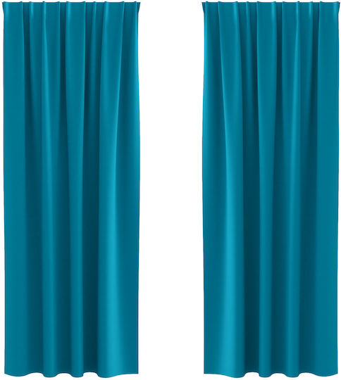 vidaXL Set Vorhänge mit Bleistiftfalten Türkis 140x245cm