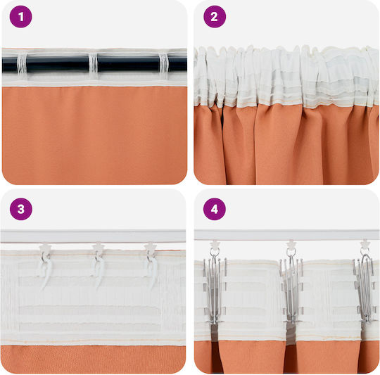 vidaXL Set of Curtains with Pencil Pleat Orange 140x260cm