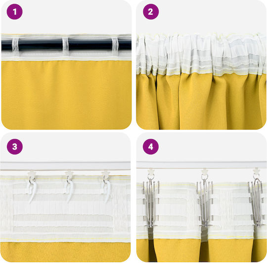 vidaXL Set Perdele Cu Coafură Galbene 140x225 cm