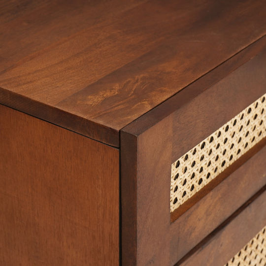 Wooden Bedside Table With Mango Glass 50x33x60cm Wooden Bedside Table With Mango Glass 50x33x60cm