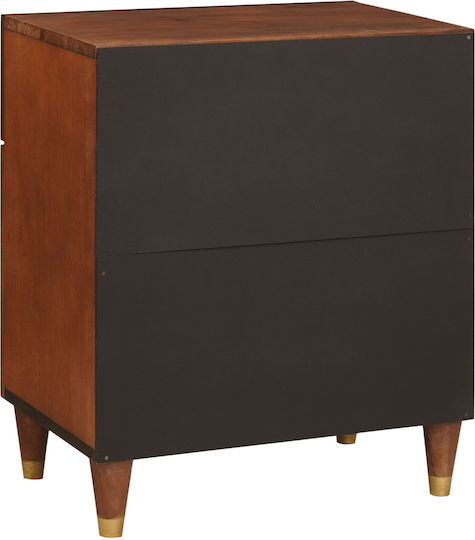 Bedside Table Made of Solid Wood and Mango Glass 50x33x60cm
