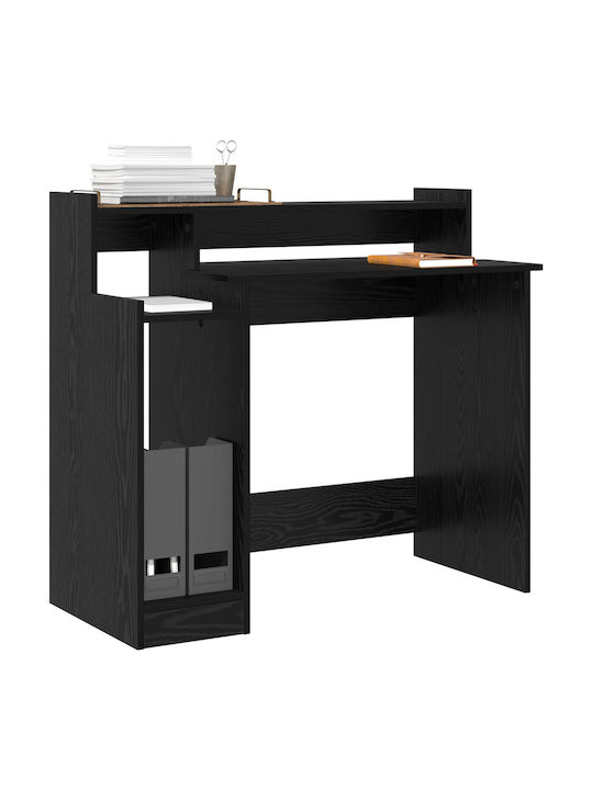 Schreibtisch Lumarko Holz Schwarz Eiche mit Metallbeinen LED und USB Anschlüssen 97x45x90cm