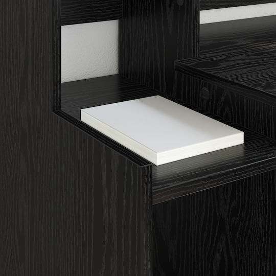 Lumarko Wooden Desk Black Oak with Metal Legs LED and USB Ports 97x45x90cm