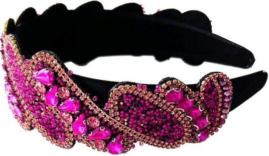 Retro Rhinestones Hair Headband Pink