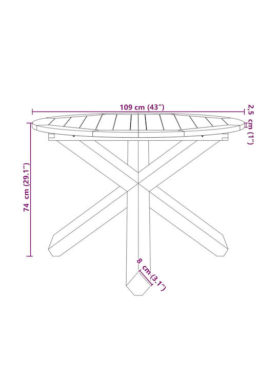 Masă Exterior Din Teak Teak 109x109x74cm