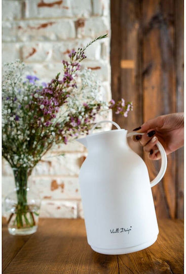 Vialli Design Κανάτα Θερμός Γυάλινο 1lt Λευκό