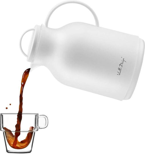 Vialli Design Κανάτα Θερμός Γυάλινο 1lt Λευκό