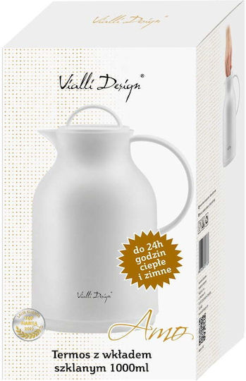 Vialli Design Κανάτα Θερμός Γυάλινο 1lt Λευκό