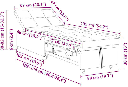Relaxsessel Samt Turquoise 191x67x82cm