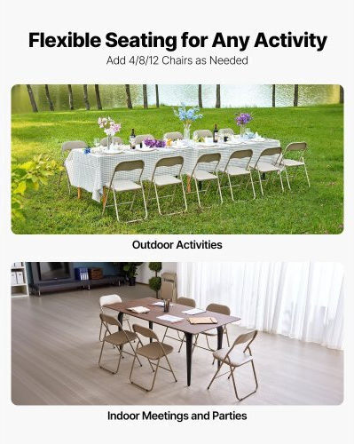 Foldable Dining Room Polypropylene Chair Khaki 4pcs