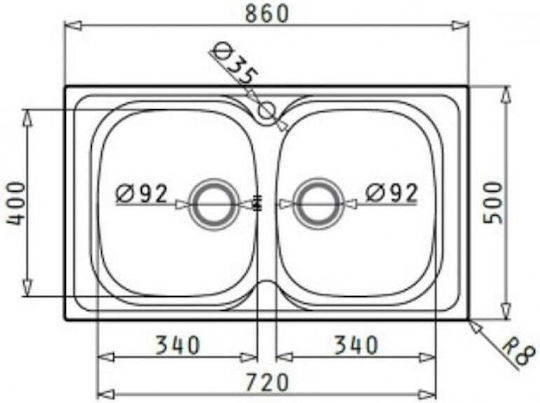 Maidtec Derby 2B Ένθετος Νεροχύτης Inox Σατινέ Μ86xΠ50cm Ασημί