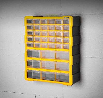 Deli Tool Compartment Organiser 39 Slot Yellow 38x16x47.5cm