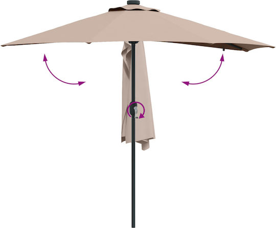 Umbrelă Din aluminiu Maro cu Iluminare LED 2.23x2.23m