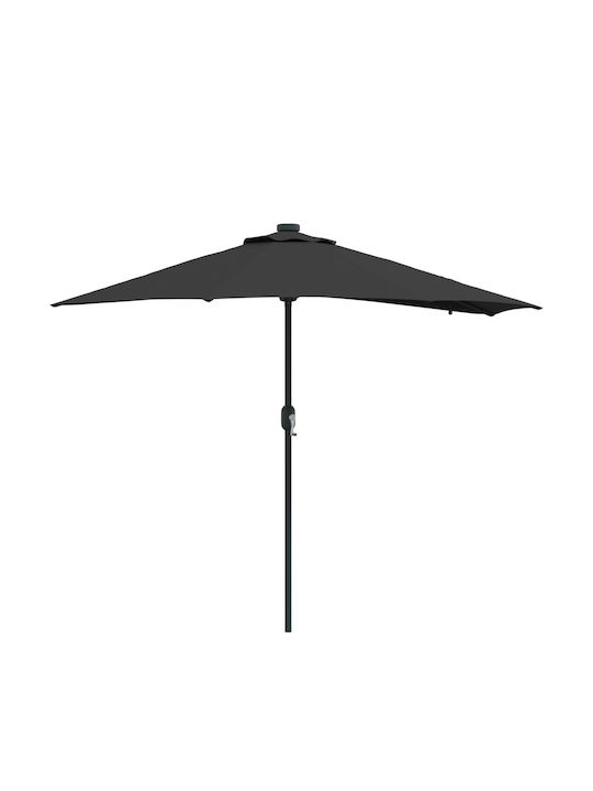 Umbrella Floor Aluminum Black with LED Lighting 2.23x2.23m