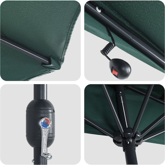 Hanging Aluminum Garden Parasol Green 2.23x2.23xHeight 2.23m