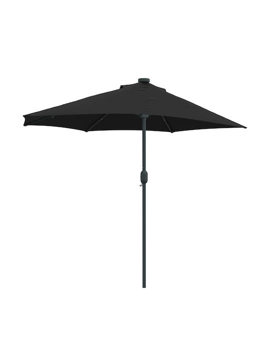 Umbrella Floor Aluminum Black with LED Lighting 2.23x2.23m