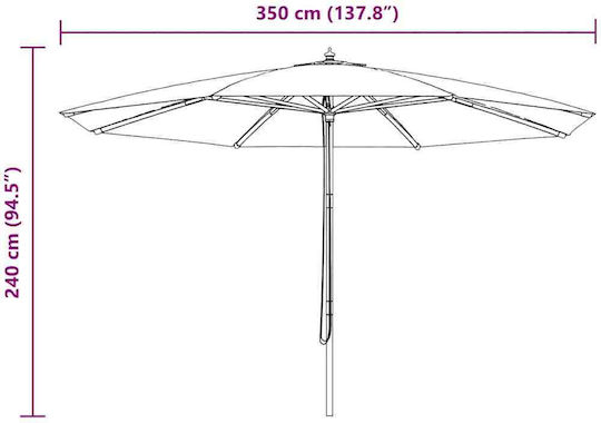 Umbrelă Rotundă Din Lemn Bej Φ3.5m