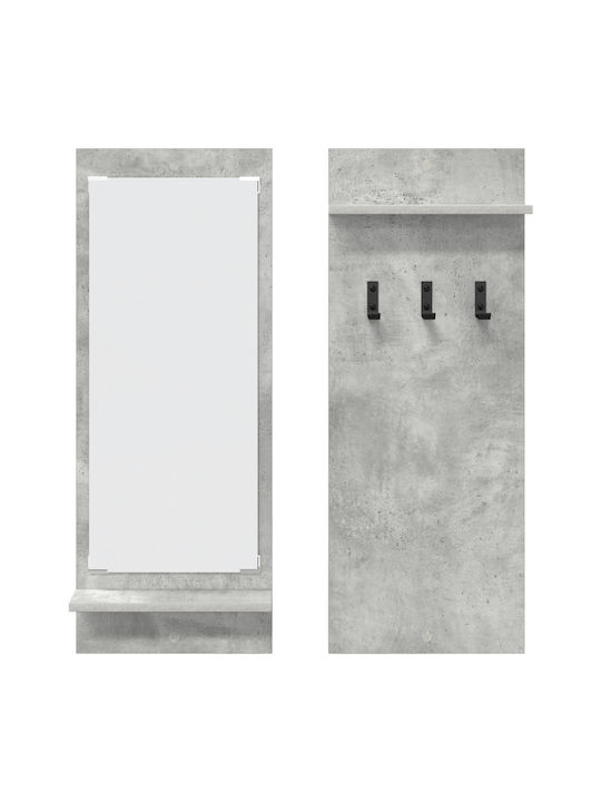 Entry Furniture with Mirror & Hanger Concrete Grey 70x10x90cm
