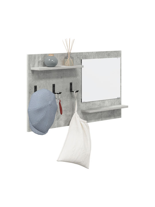 Entry Furniture with Mirror & Hanger Concrete Grey 90x10x50cm