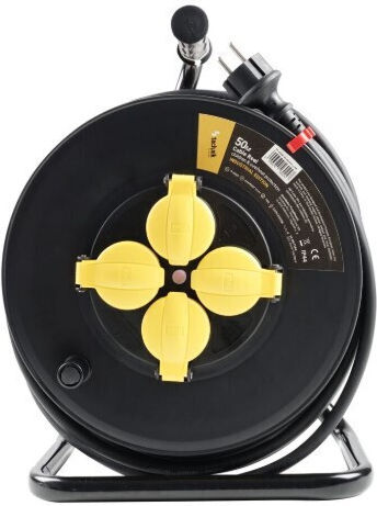 Technik Waterproof Extension Reel Cord 3 x 1mm²/50m Black