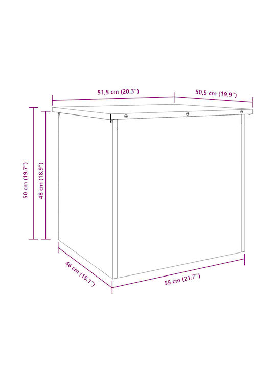vidaXL Outdoor Storage Box 117lt Silver L55xW50.5xH50cm