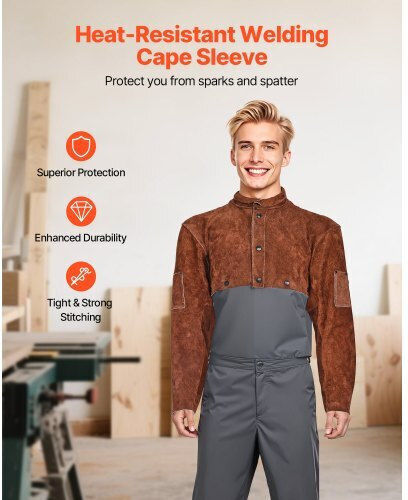 Vevor Leather Welding Cape Sleeve Heavy Duty Heat Resistant Cape Sleeve Xxl-size