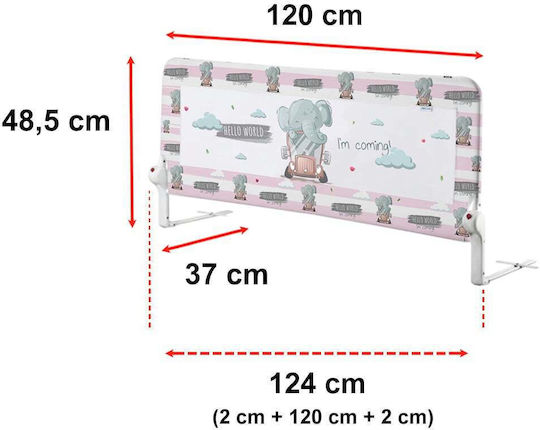 Guimo Pliabil Bară de protecție pentru pat în Culoare Roz 120x48cm 1buc