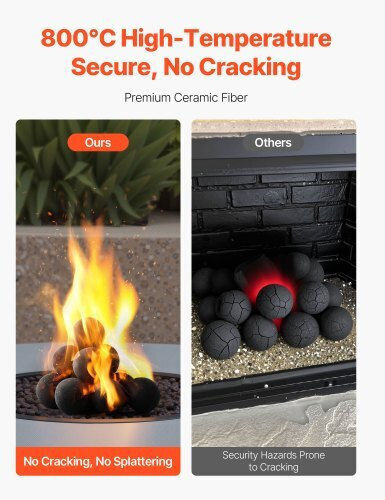 Vevor 10 Cm 12 Pcs Ceramic Fire Balls Round Fire Stones Reusable Lava Rocks