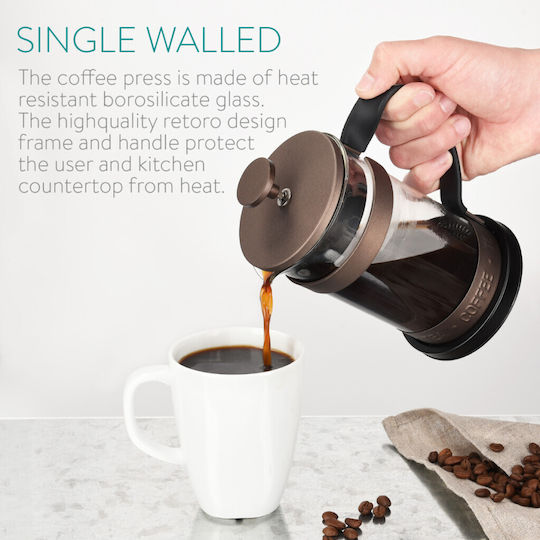 Navaris Cafetieră cu Filtru Manual din Oțel Inoxidabil Bronz 350ml