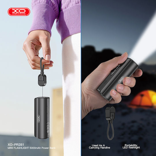XO PR281 Power Bank 5000mAh 10.5W cu Port USB-C Negru