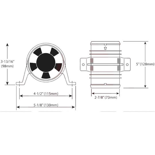 Engine Room Ventilator 12V 76mm Turbo 1733-4 Attwood