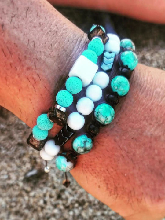 Herren Armband Makramee aus Kabel mit Perlen
