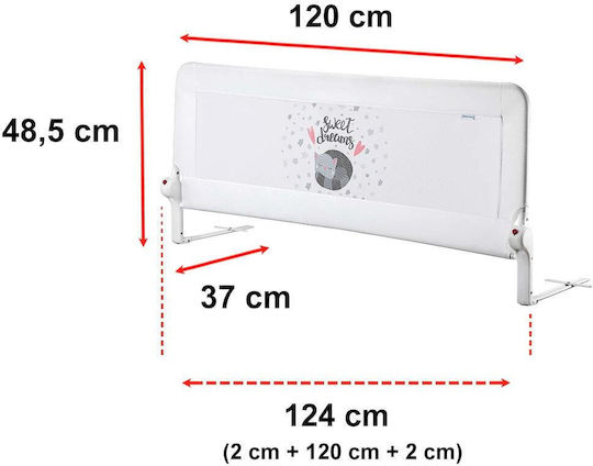 Guimo Bară de protecție pentru pat din Plastic în Culoare Alb 150x48cm 1buc