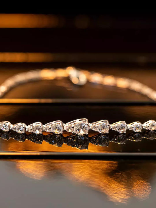 Set with Necklace , Earrings & Bracelet from White Gold 14K with Stones