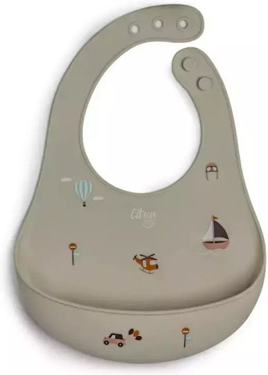 Citron Waterproof Bib Silicone with Button & Pocket Citron