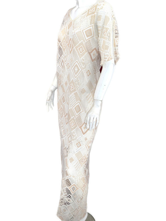 Sommer Maxi Damenkleid Für Hochzeit - Taufe Mit Spitze Weiß