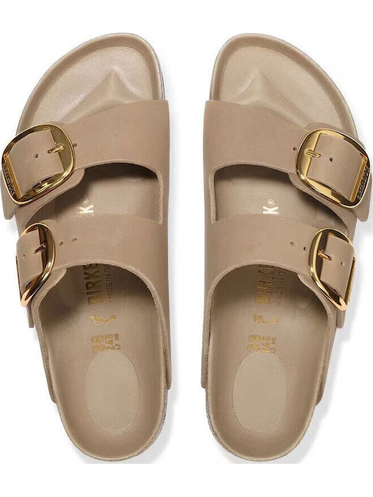 Arizona Big Buckle Δερμάτινα Γυναικεία Σανδάλια Καφέ Narrow Fit