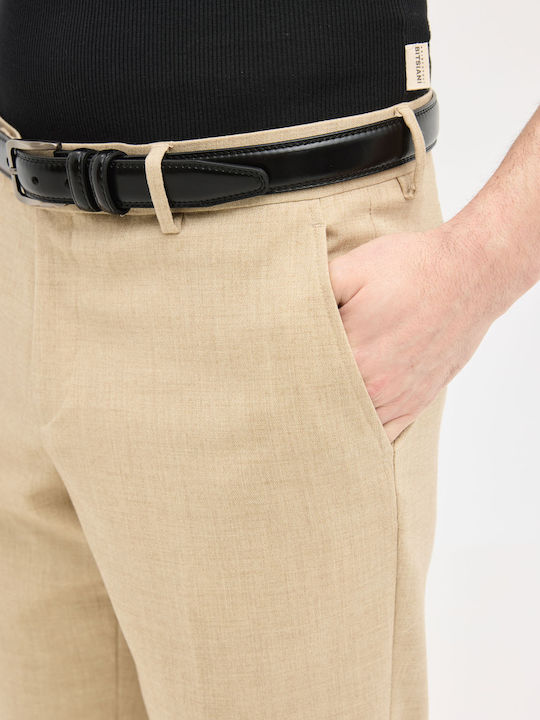 Men's Trousers Elastic Slim Fit Beige