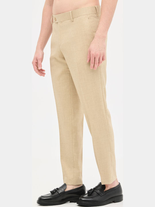 Men's Trousers Elastic Slim Fit Beige