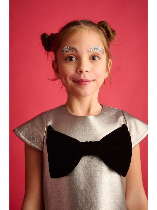 Kinderkleid Langärmelig Silver, Black