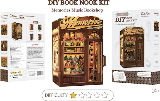 Cutebee Book Nook Kit DIY Memories Music Bookshop 136pcs + LED Light