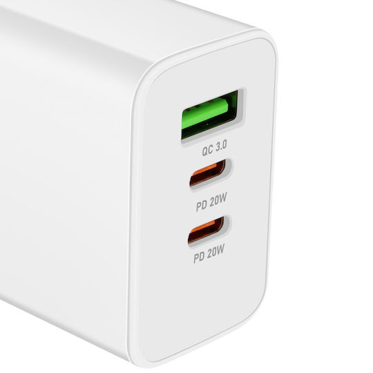 Inkax Φορτιστής Χωρίς Καλώδιο με Θύρα USB-A και 2 Θύρες USB-C 40W Power Delivery Λευκός (C26)
