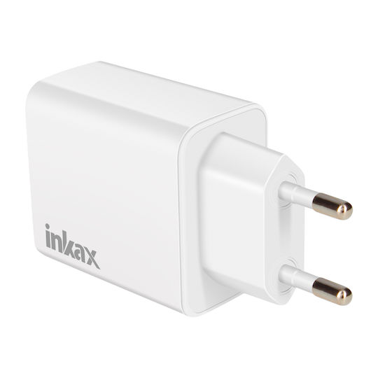 Inkax Φορτιστής Χωρίς Καλώδιο με Θύρα USB-A και 2 Θύρες USB-C 40W Power Delivery Λευκός (C26)