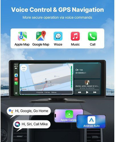 Car Stereo Vevor Radio Carplay Touch Screen 10 Apple Android Front Rear Camera