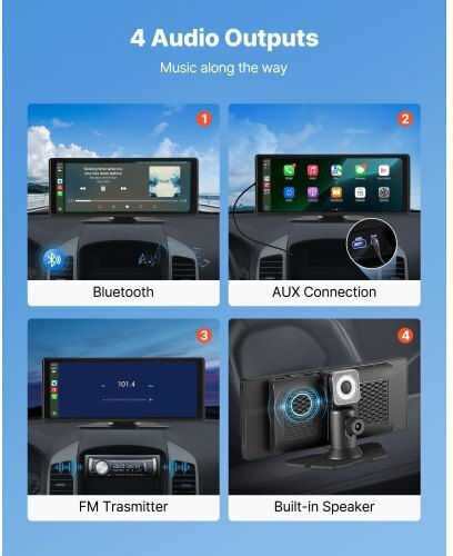 Car Stereo Vevor Radio Carplay Touch Screen 10 Apple Android Front Rear Camera