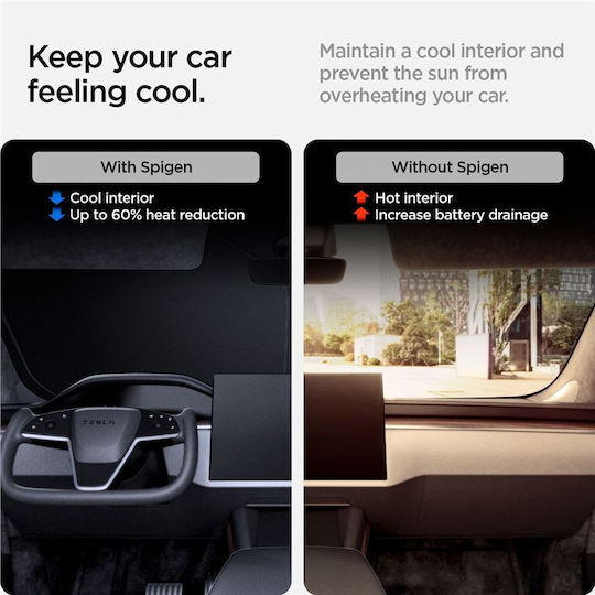 Spigen Tesla Car Front Windshield Sunshade Black Tesla Model S
