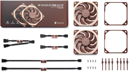 Noctua NF-A12x25 G2 PWM Sx2-PP Ventilator Carcasă 120mm (1800rpm) Fără Iluminare LED și Conexiune 4-Pin Maro